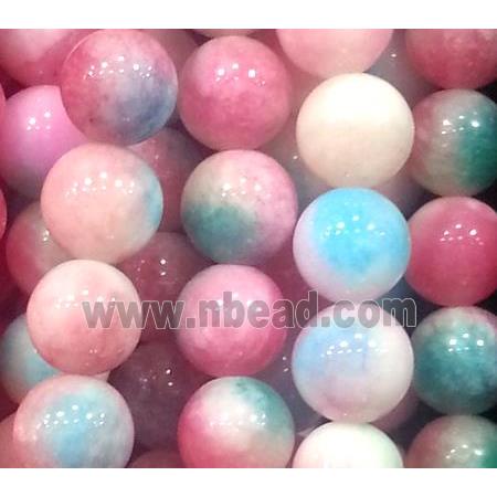 Jade beads, Round, colorful