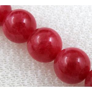 Jade beads, Round, Red