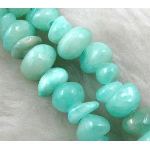 Erose jade bead, Dye chips, stabile