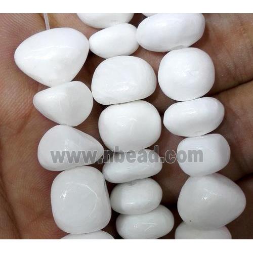 white jade beads, freeform chips, stabile