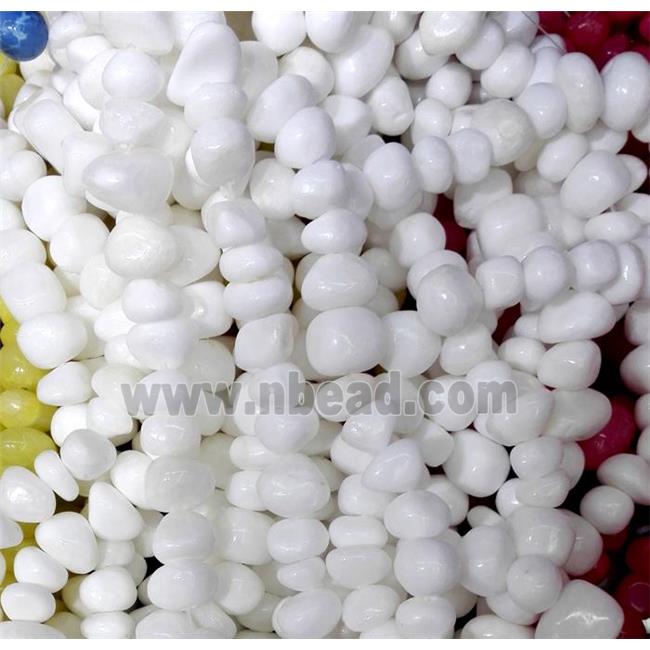 white jade beads, freeform chips, stabile