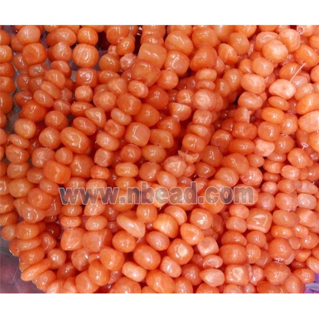 jade beads, freeform chips, stabile, orange