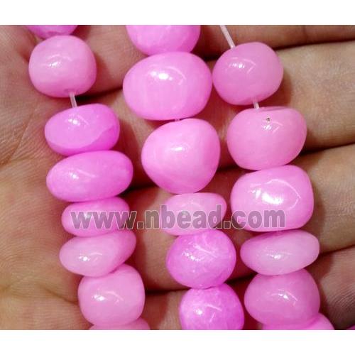 jade beads, freeform chips, stabile, hotpink