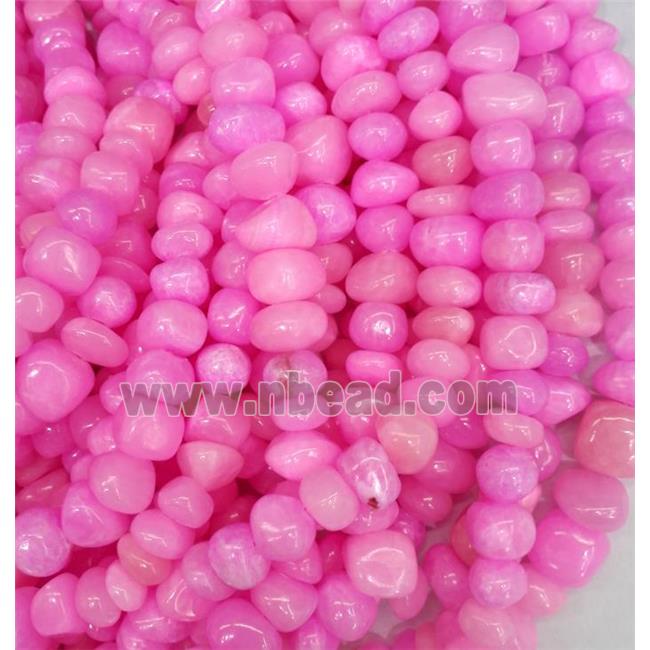 jade beads, freeform chips, stabile, hotpink