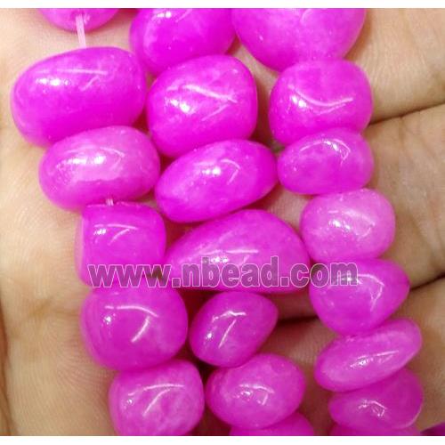 hotpink jade beads, freeform chips, stabile