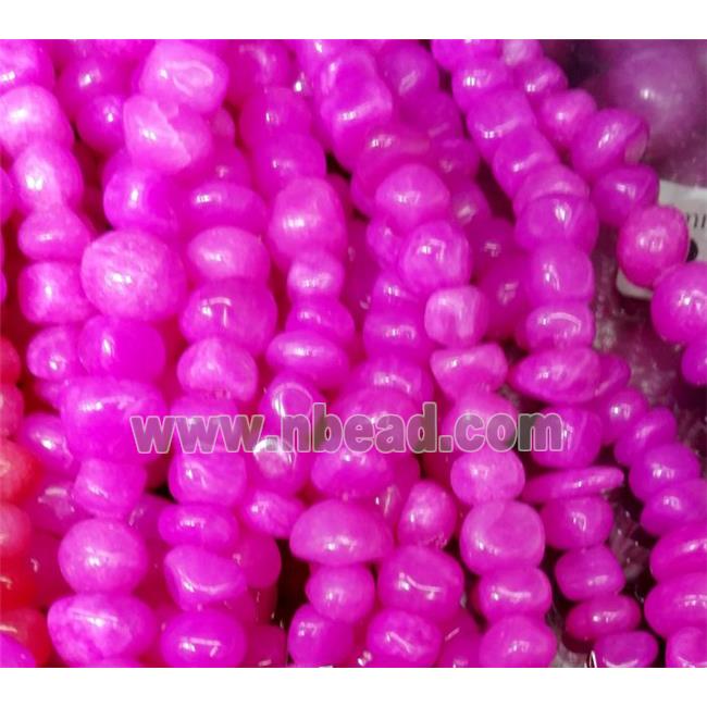 hotpink jade beads, freeform chips, stabile