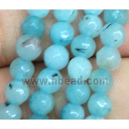 aqua jade bead, faceted round