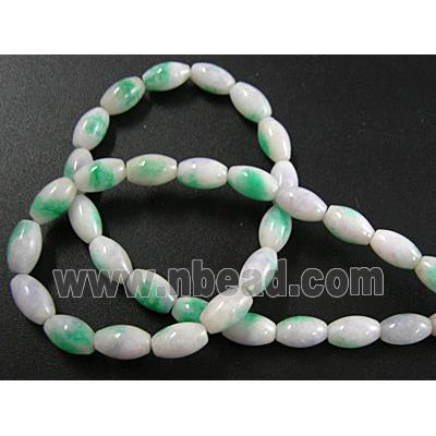 Jade beads, oval, white/green