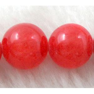 Round Jade beads, Red dye