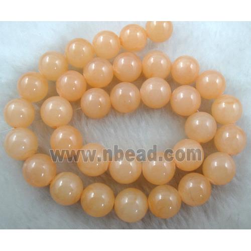 Round Jade bead, dye, stabile, half transparent