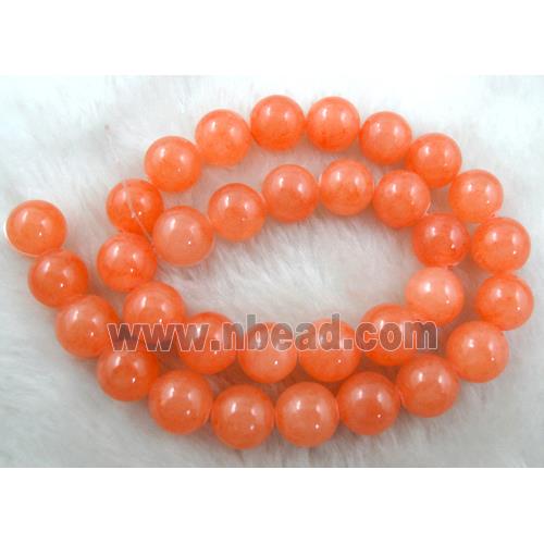 Round Jade bead, dye, stabile, half transparent