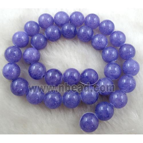 Round Jade bead, lavender, dye, stabile, half transparent