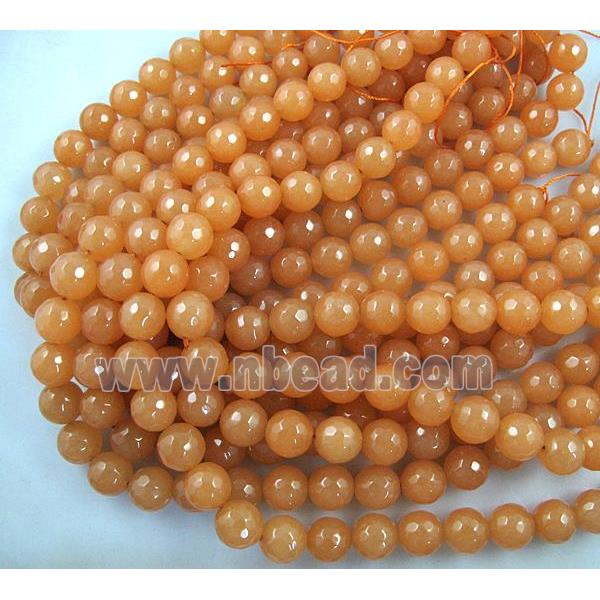 orange Quartzite Jade beads, faceted round