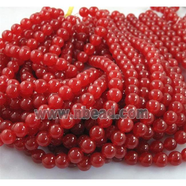 red Quartzite Jade beads, round