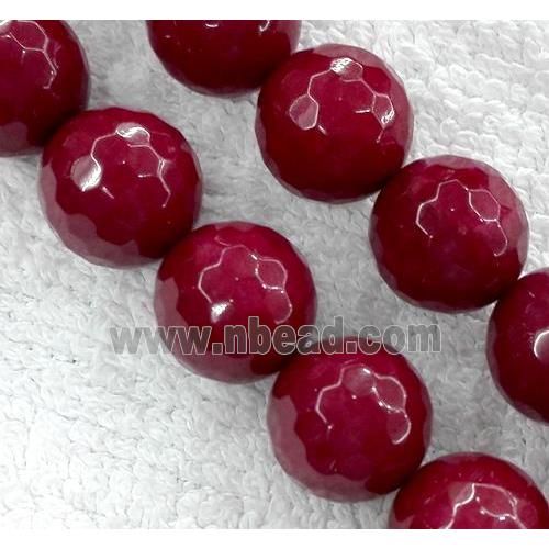 Red Jade Beads, Dye, stabile, faceted round