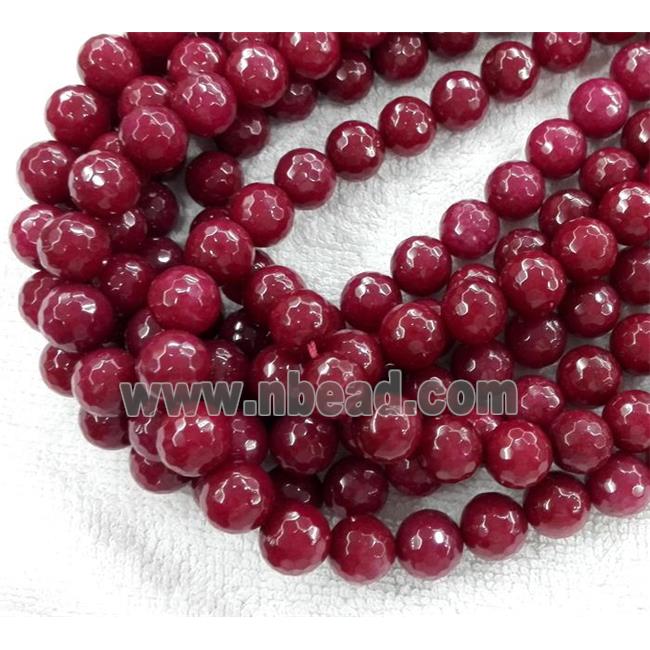 Red Jade Beads, Dye, stabile, faceted round