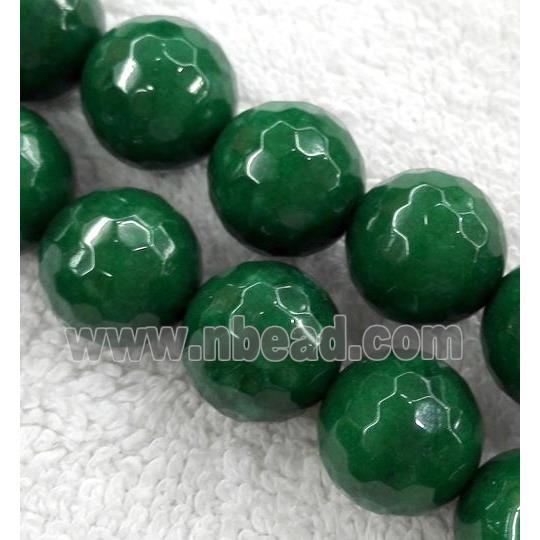 jade bead, stabile, faceted round, rich green