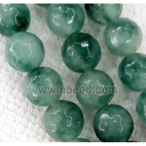 green Jade Beads, stabile, faceted round