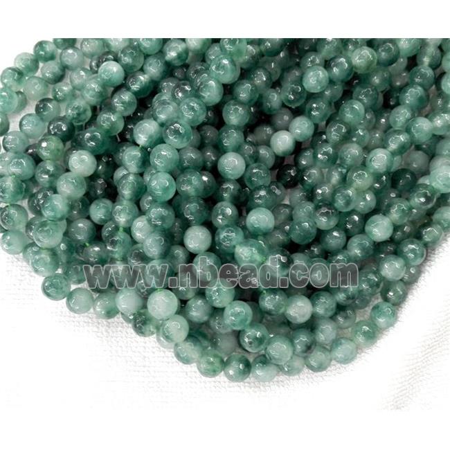 green Jade Beads, stabile, faceted round