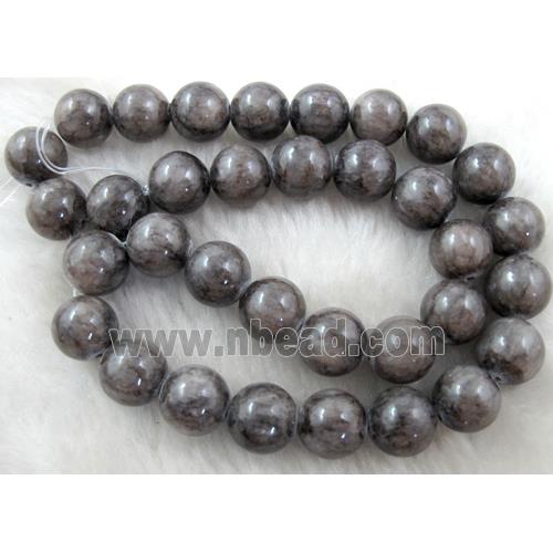 Round Jade gemstone, gray dye