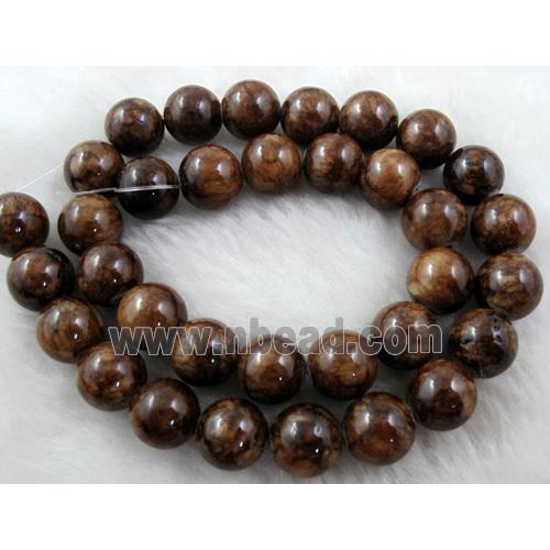 Round Jade beads, coffee dye