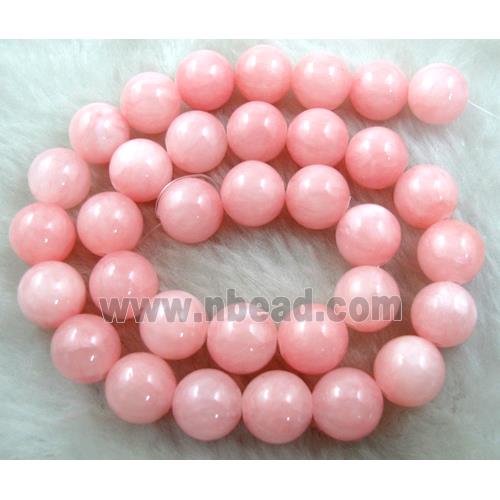 Natural Honey Jade Beads Smooth Round Peach Dye