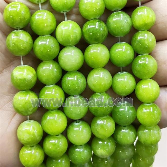 Natural Honey Jade Beads Smooth Round Olive Dye