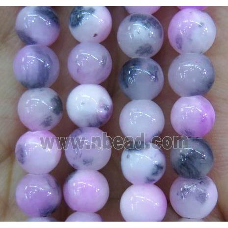 Persia jade bead, round, stabile, hot-pink