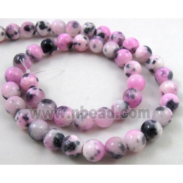 Persia jade bead, round, stabile, hot-pink