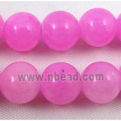 hotpink jade beads, round, stabile