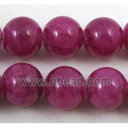 deep hotpink jade beads, round, stabile