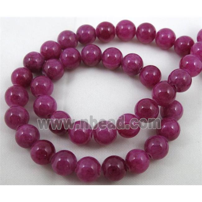 deep hotpink jade beads, round, stabile