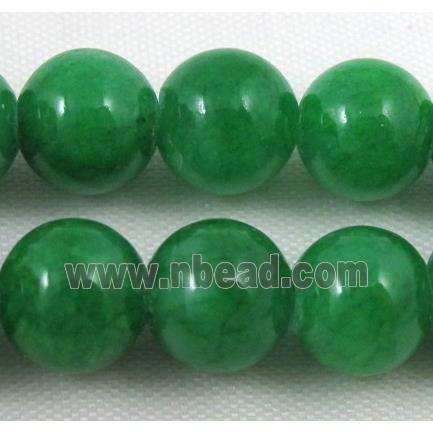 deep-green jade bead, round, stabile