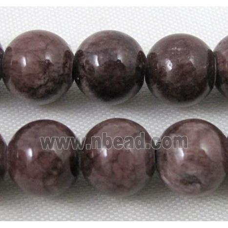 dark-red jade bead, round, stabile