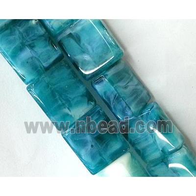 Plated Lampwork glass bead, rectangle