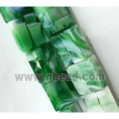 Plated Lampwork glass bead, rectangle