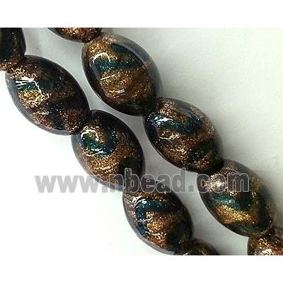 lampwork glass bead, rice-shape