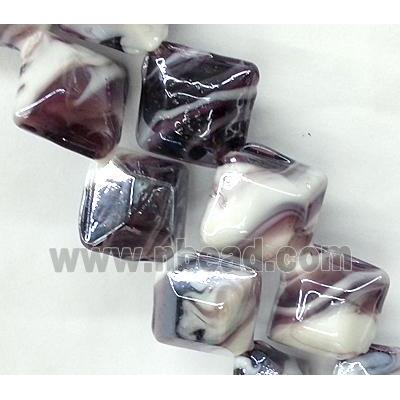 Plated Lampwork glass bead, square