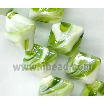 Plated Lampwork glass bead, square