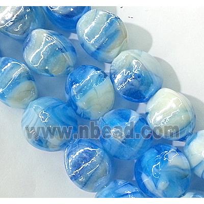 plated Lampwork glass bead, aqua