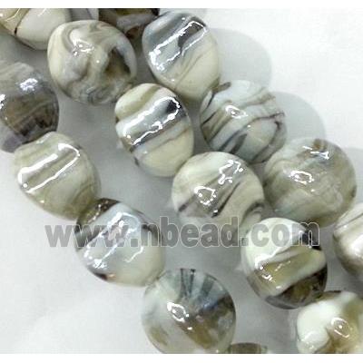 plated Lampwork glass bead, grey