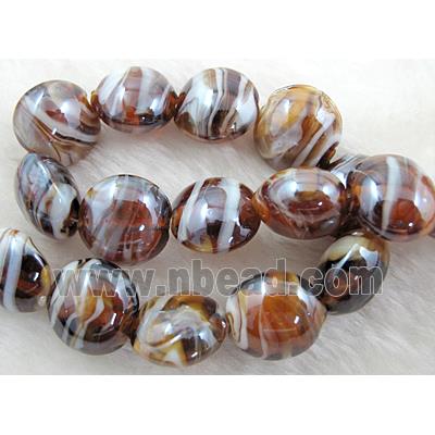 Lampwork Glass Beads, flat round, coffee