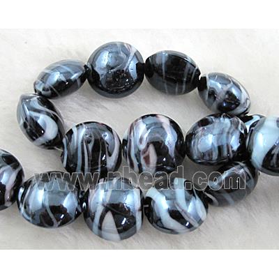 Lampwork glass bead, flat round