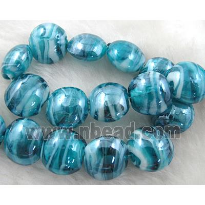 Lampwork glass bead, flat round