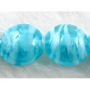 Lampwork glass bead, flat round