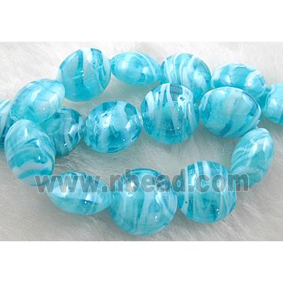 Lampwork glass bead, flat round