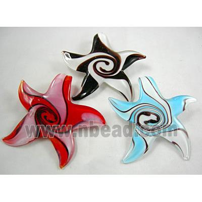 Swirl Starfish Lampwork Glass Pendants