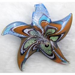 murano style glass lampwork pendant, starfish, mixed color