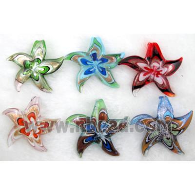 murano style glass lampwork pendant, starfish, mixed color