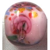 lampwork glass beads, flower, round, mixed color